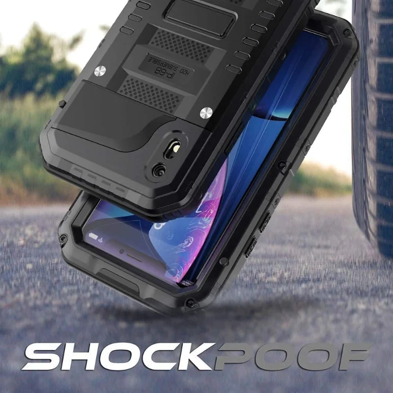 Heavy Duty Military Waterproof Metal Case for iPhone 14 13 12 11 Pro Max XS X XR 8 7 6s Plus Shockproof Dustproof Rugged Cover