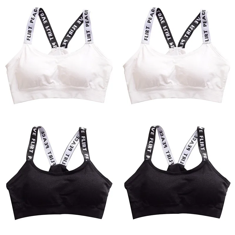 4Pcs Sexy Brallete Sports Bra Yoga Bra Gym Padded Women's Underwear Seamless Wrapped Checst Letter Pattern Non Wired Ladies Ling