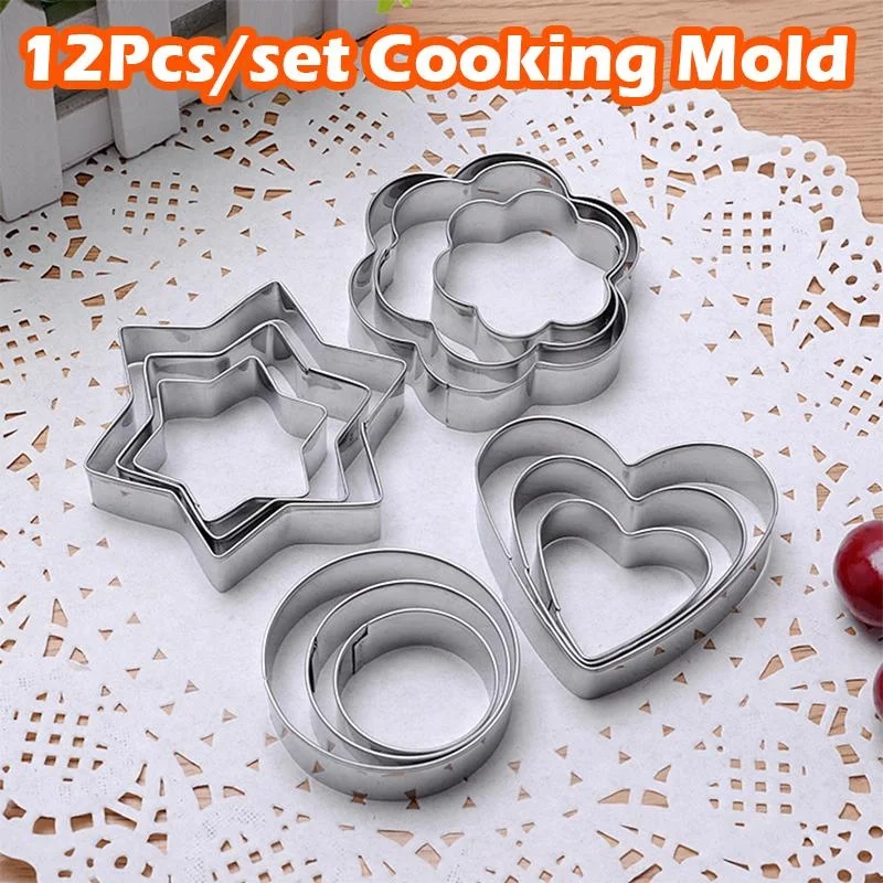 Baking mould 12pcs/sets DIY mold star heart round flower shape cutter baking mould kitchen accessories stainless steel cookie biscuit tools