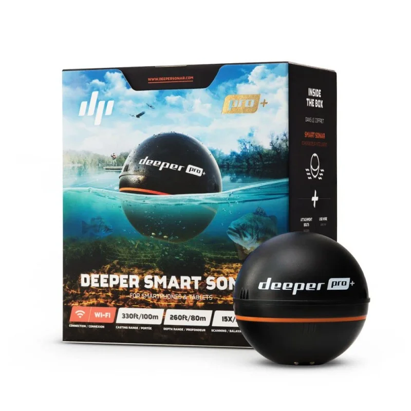 

Deeper PRO Smart Sonar Castable and Portable WiFi Fish Finder with Gps for Kayaks Boats on Shore Ice