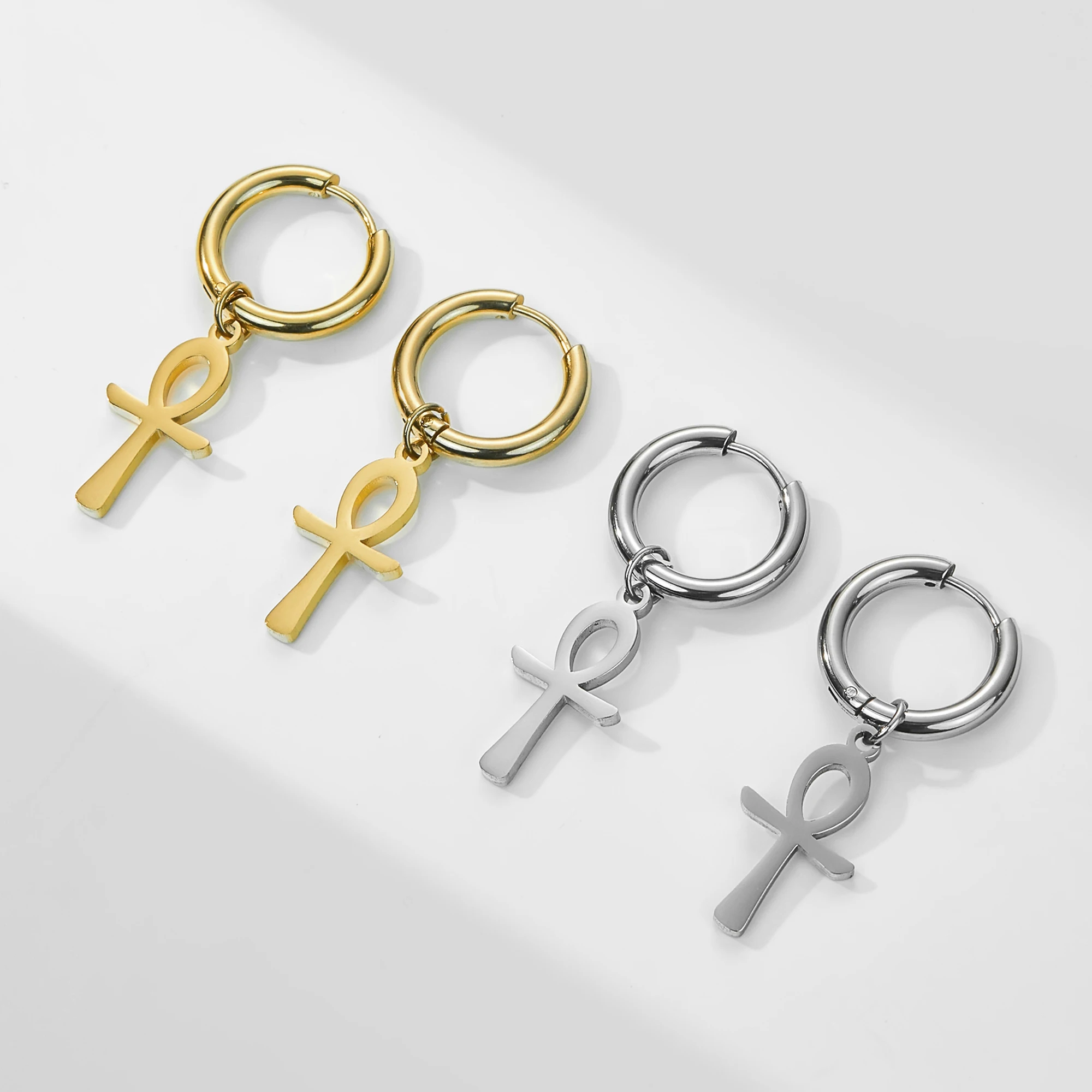 Orecchini Donna Argento 925 - Cerchio Huggie A Croce - Borchie Clip-On - Gioielli Famiglia E Amici - Foto 4