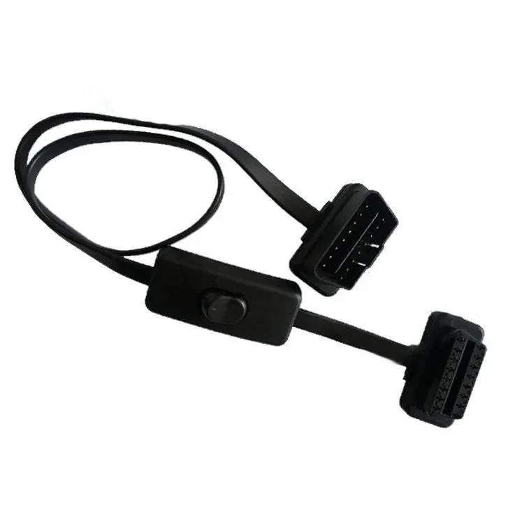 12V Male 16 Pin J-1962 To Female 16pin OBD2 Cable Flat Thin Obd Adapter with Switch 8-core 16PIN Plug Obd1 OBD2 Extension Cable obd2 extension cable obd2 cable