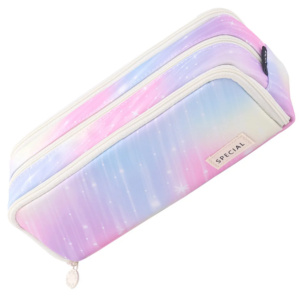 

Stationery Storage Box Purses Three Layers Pencil Case Handheld Pouch Convenient Polyester Zipper Bag Office