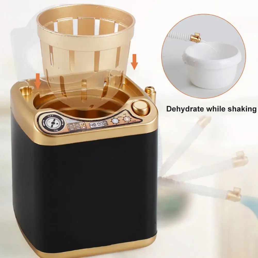 Mini Washing Machine Toy Mini Electric Makeup Brush Cleaner Dehydration Spin Dryer Toys Coffee Mixer Home Toy 3