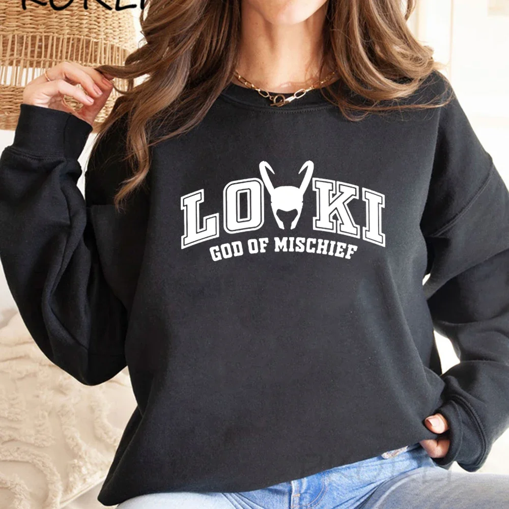 Loki God of Mischief Sweatshirt Loki Inspired Sweater Unisex Long Sleeve Crewneck Sweatshirts Graphic Hoodies Superhero Pullover 3