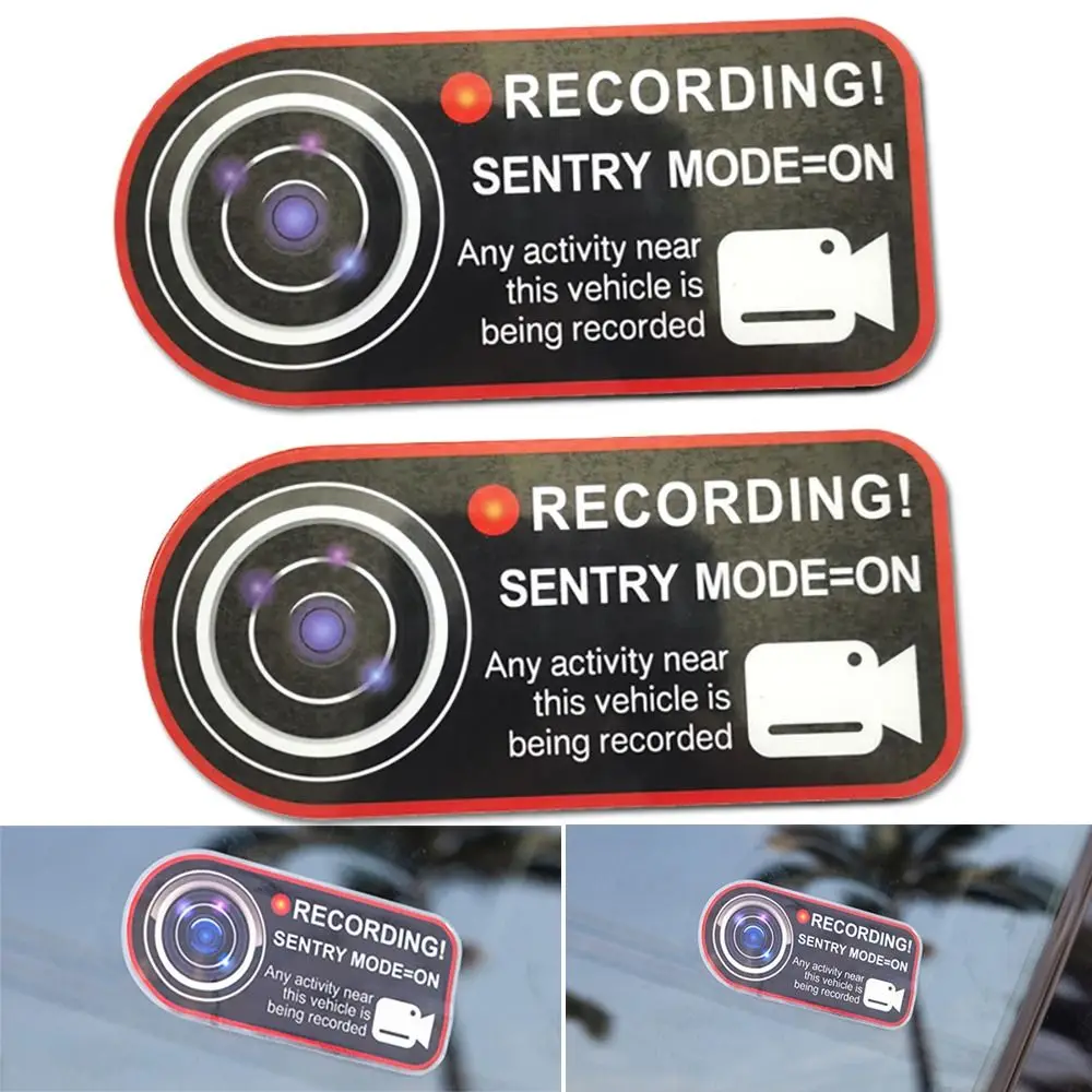 Sentinel Mode Recording Warning Sticker 10*4.5cm Multicolor Alarm System Decal Modification Accessories Car Window