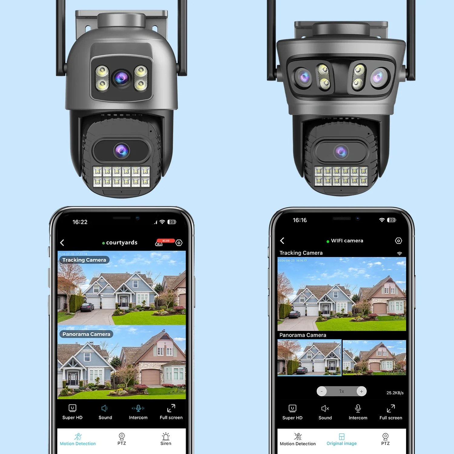 BESDER 15MP Wifi IP Camera PTZ Three Screen 180° Wide Angle Auto Tracking 5X Digital Zoom 8MP Security Protection O-Kam Pro APP 2