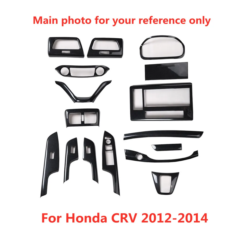

Carbon Fiber Printed Car Interior Steering Dash Outlet Center Console Gear Panel Sticker Cover for Honda CRV 2012 2013 2014
