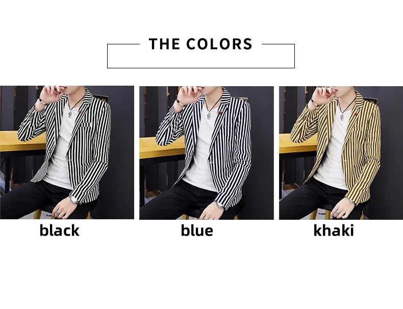 Description Picture 6 of itemFour seasons new suit boutique fashion Korean version handsome striped slim casual suit jacket jacket men's small suit