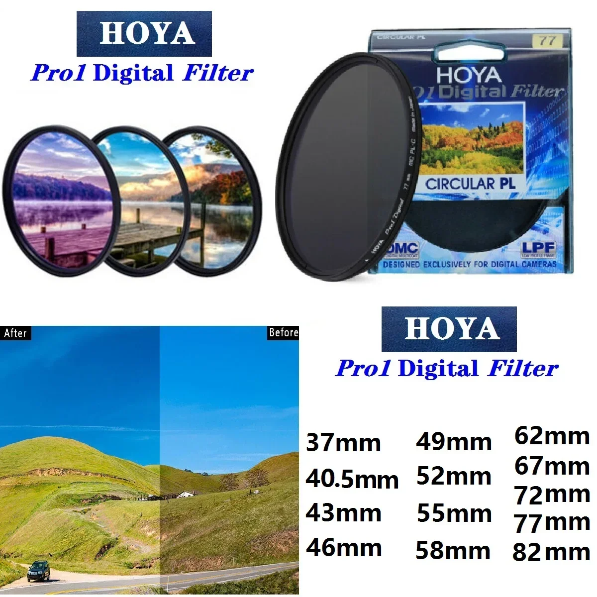 Camera lens filter Circular polarizing filter Photography filter CPL Pro1 Digital CPL 37_40.5_43_46_49_52_55_58_62_67_72_77_82mm for SLR camera