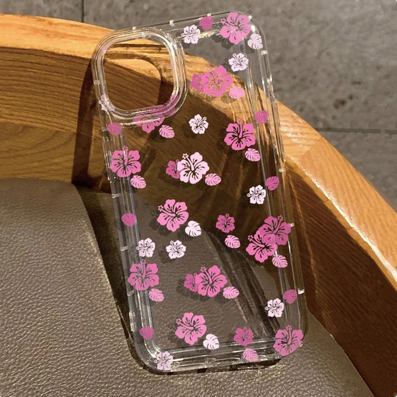 thumbnail image 1 of Funda de airbag antigolpes con diseño de flores para iPhone 16, 15, 14, 7, 8 Plus, X, XR, 13, 12 Pro Max, mini, funda de silicona suave transparente, 1 of 4
