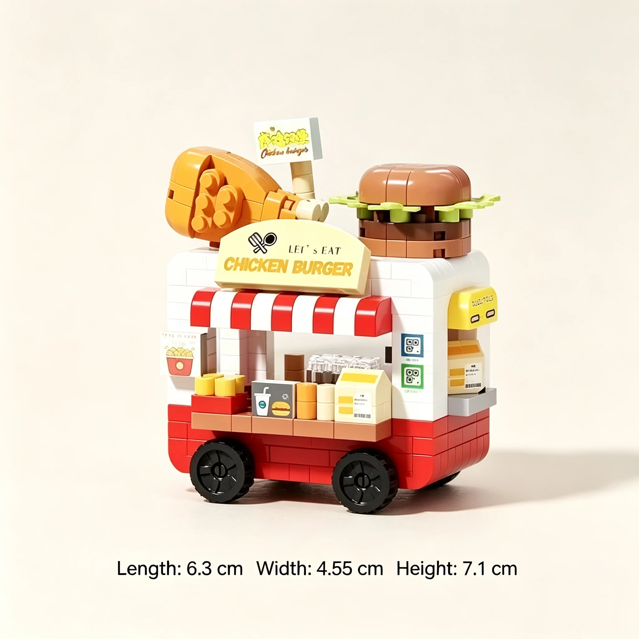 Miniature Snack Cart Building Blocks - DIY Street Food Stall Ornament