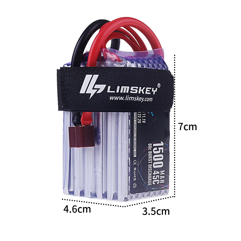 Batterie LiPo 11.1V 1500-5200mAh avec étiquette indiquant les spécifications et les prises T/XT60.