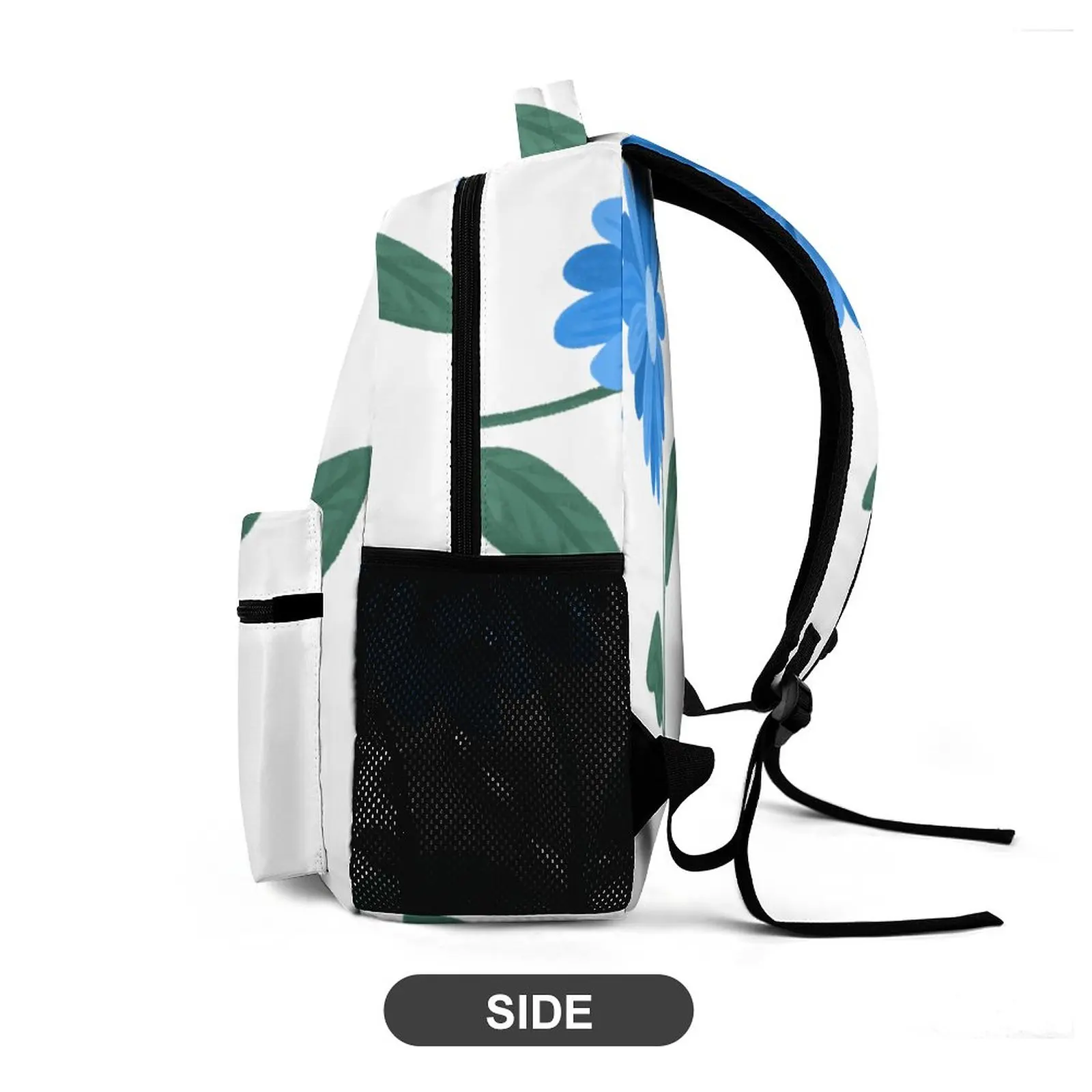 Customized Printed Blue Simple FlowersBackpack Student Backpack Lightweight Large Capacity Casual Cartoon Reading Books Bag