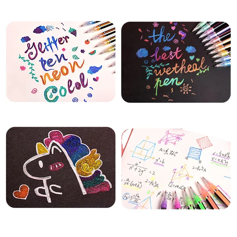 100pcs 1.0mm Glitter Pen Set Flash Multicolor Gel Pen Refills Replaceable Core DIY Art Writing Painting Graffiti Pen Supplies 2