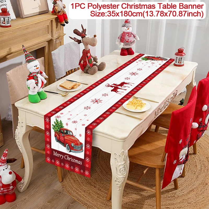 Caminos de mesa navideños 2024 Decoración navideña para el hogar Mantel Cubierta de mesa Regalos de Navidad Navidad Noel Año Nuevo 2025