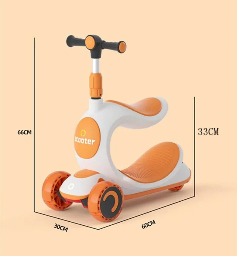 3 In 1 Children's scooter Scooter with Flash Wheels Kick Scooter for 1-8 Year Kids Adjustable Height Foldable Children