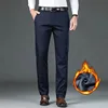 Winter New Flannel Thick Men's Casual Pants Fleece Navy Black Business Straight Slim Stretch Warm Plush Trousers Male 4