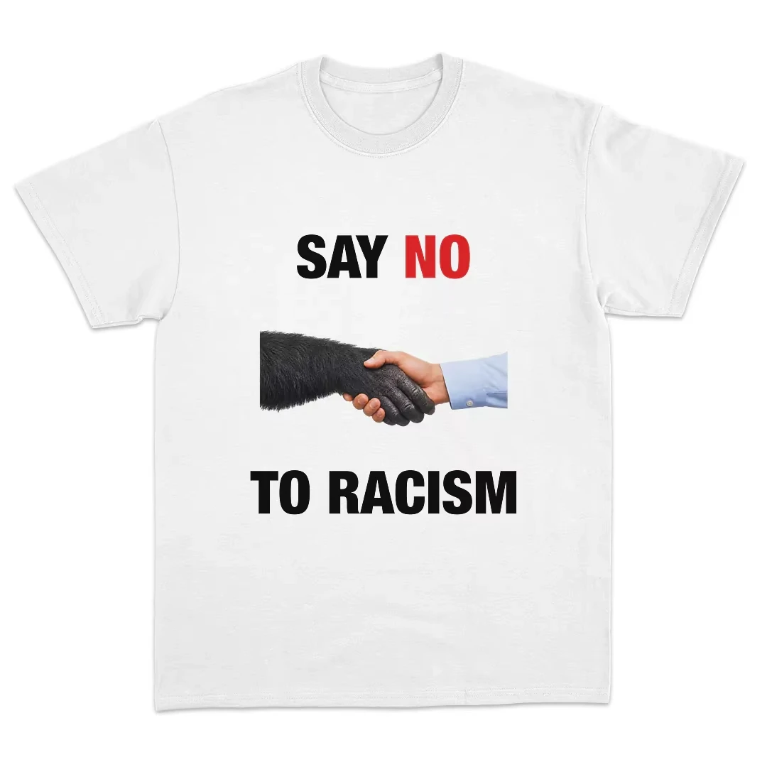 Friedlicher Handschlag "Sag Nein Zum Rassismus" T-Shirt für Männer und Frauen, Einheit Gleichheit Grafik-T-Shirt, Weißes Casual-Oberteil