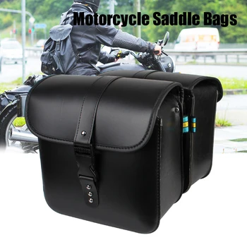 Valigia per bagagli a coda di motore borsa per serbatoio da viaggio per moto borsa da sella per bagagli laterali borsa per attrezzi da moto in pelle PU