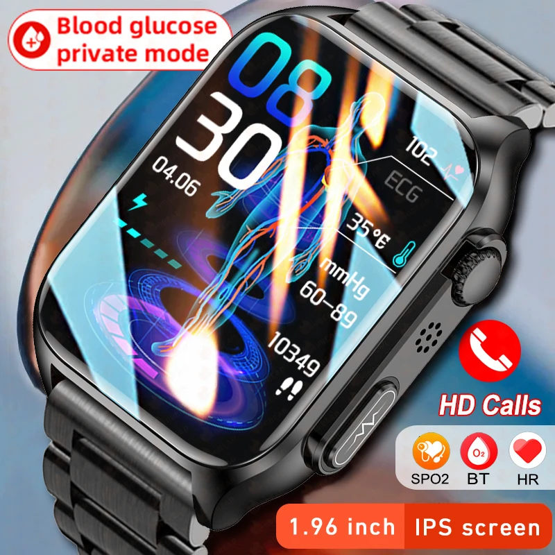 

ECG+PPG Blood Glucose Smart Watch Fitness Tracker Glucose Meter Thermometer Health Watch Bluetooth Call Smartwatch For Men Women