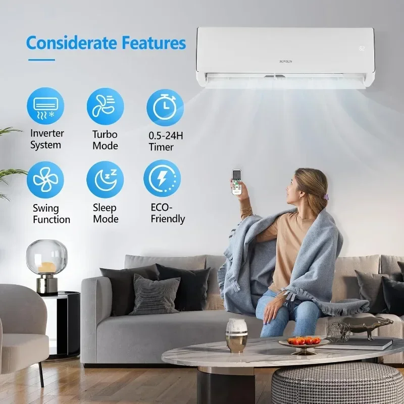 ROVSUN 11000 BTU Wifi Enabled Mini Split Air Conditioner & Heater, 17 SEER2 115V Inverter Ductless Wall AC Unit 2