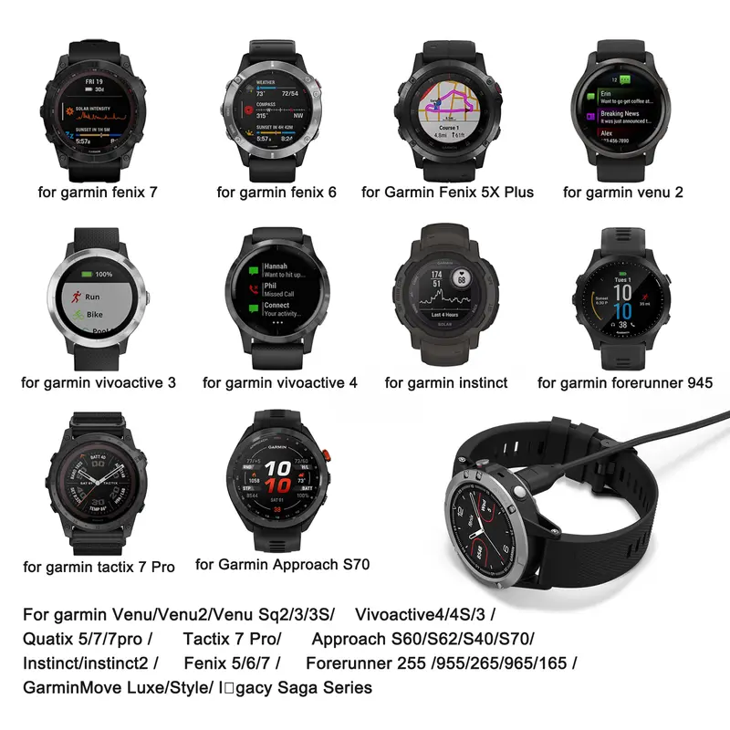 Type C Watch Charger Cable for Garmin Venu2/VenuSq2/3/3S Fenix 5/6/7 Vivoactive4/4S/3 Fast Charging Cord For Forerunner 965/266 - Image 5