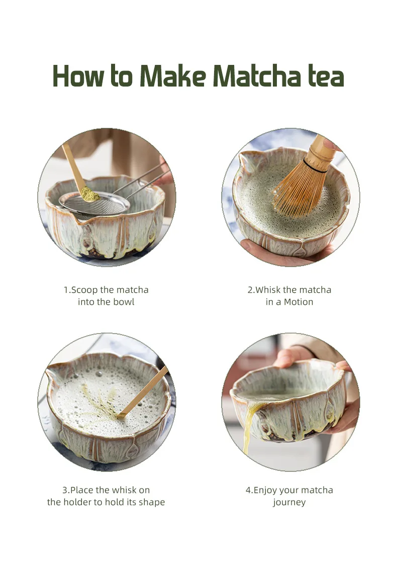 Petal Matcha Set 8 Pcs KilnChange Glazed Matcha Kit with Matcha Bowl Whisk Spouted Tools Handcrafted Ceremony luxury Gift Box