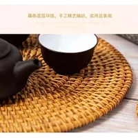 Natural Rattan Woven Teapot Coaster Holder Woven Tea Ceremony Creative Placemat Table Mat Bowl Mat Plate Mat Heat Insulation Mat 6