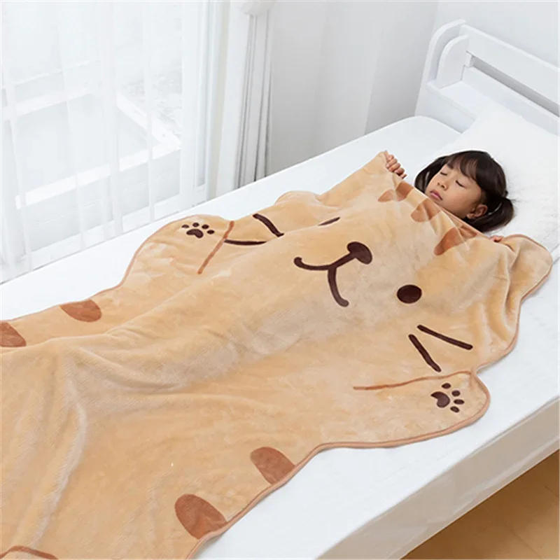 

Фланелевое Одеяло с милым котом, плюшевое летнее одеяло в форме животных с кондиционированием воздуха, детское одеяло для офиса с мультяшными кошками