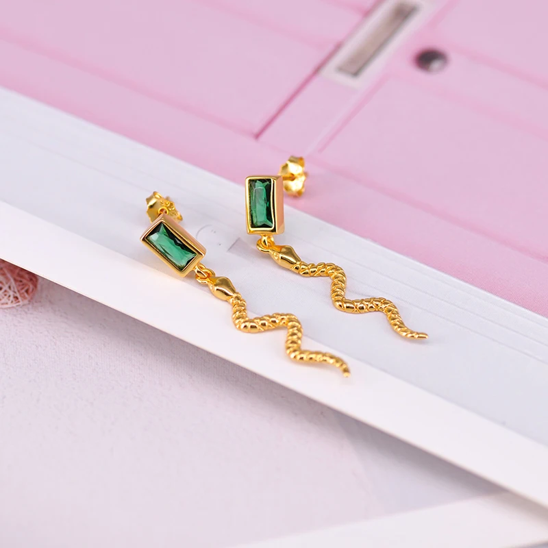 

Yuxintome 925 Sterling Silver Needle Fashion Long Serpentine Snake Tassel Stud Earrings For Women Colorful Animal Earrings