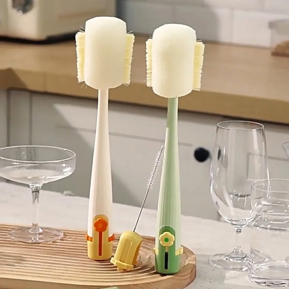 Multipurpose 5-in-1 Cup Washing Tool Long Handle 360 Degree Rotation Baby Bottle Cleaner Brush Convenient Water Bottle Cleaner