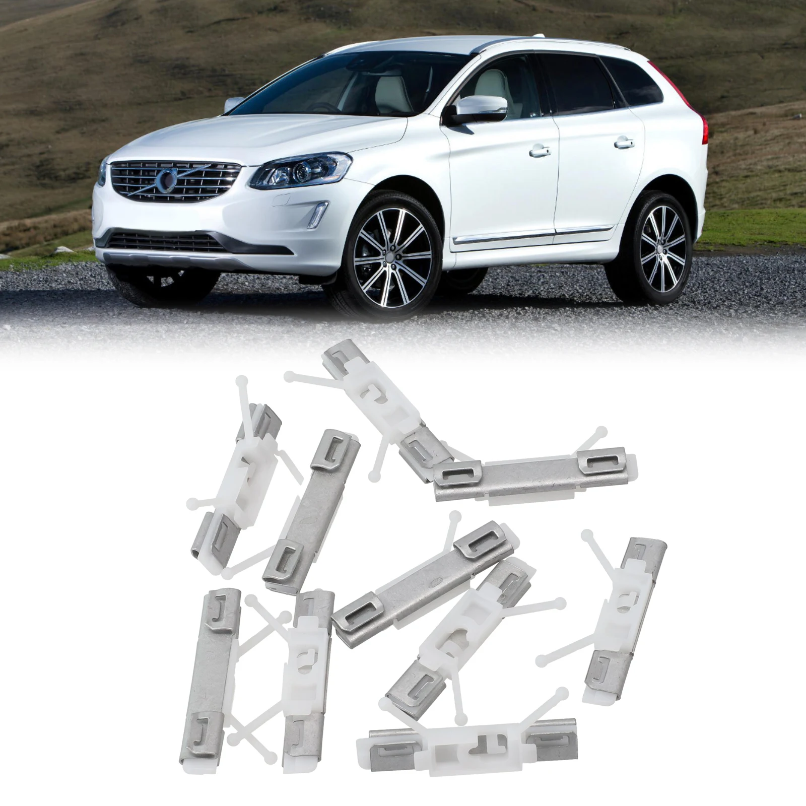 10Pc 앞 유리 포스트 트림 클립 앞 유리 포스트 클립 Volvo XC60 2008-2016 앞 유리 부품 금속 플라스틱 흰색 30753487
