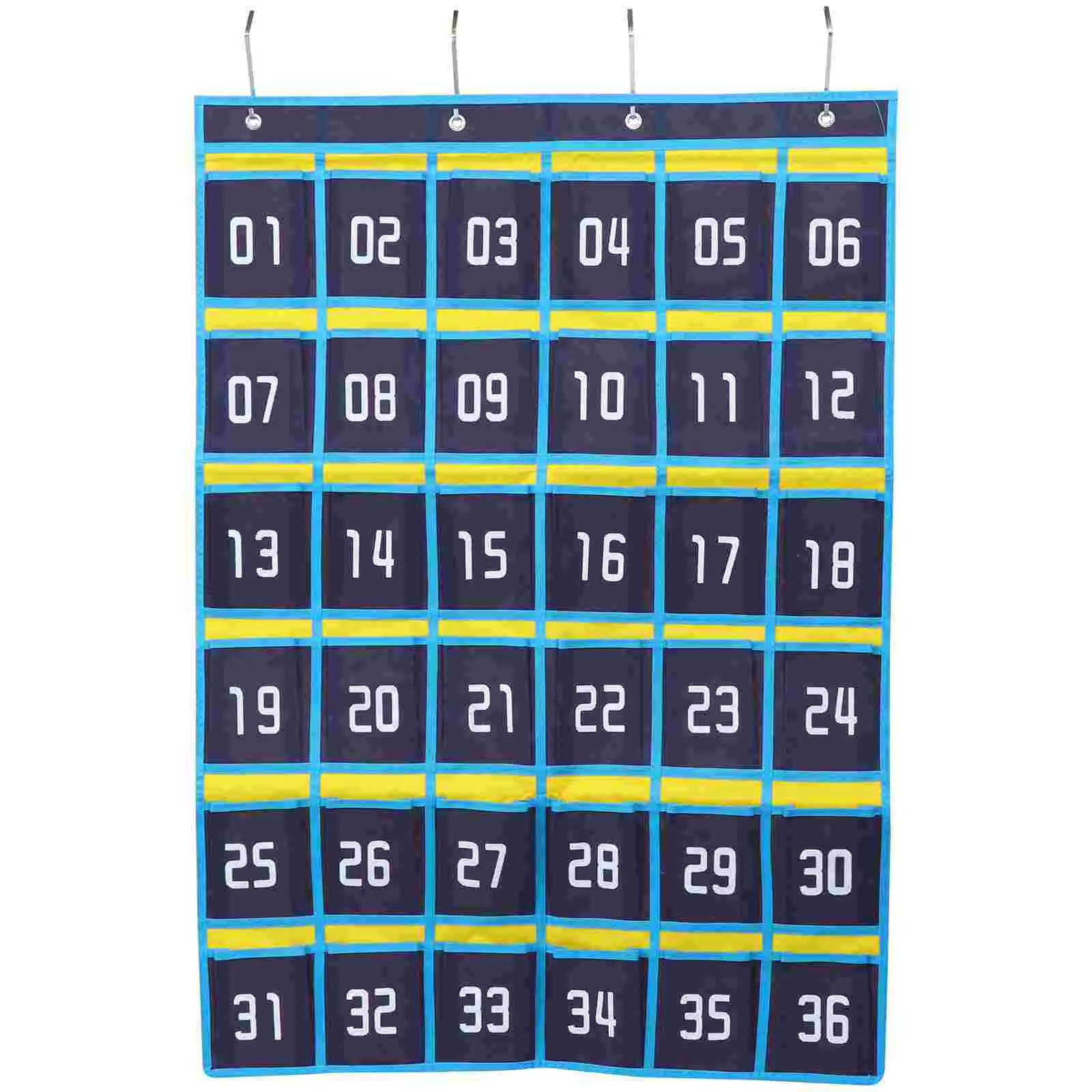 Blue Non Woven Wall Mounted Storage Bag Phone Pouch Numbered Pocket Chart Tablet Holder Educational Supplies School Resources