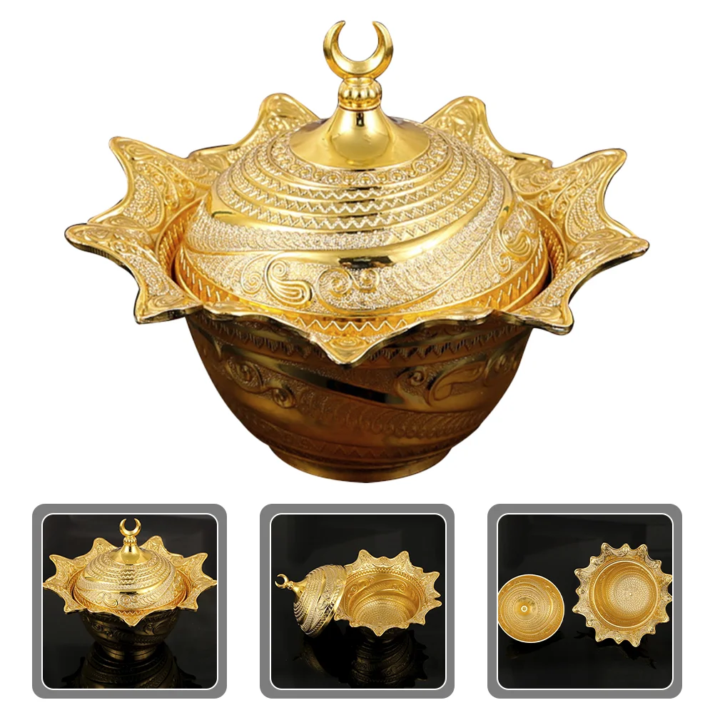 

Food Tray European Style Spiral Metal Detachable Candy Snack Dessert Bowl with Lid (large Size) Serving Plates Fruit Tea Cup
