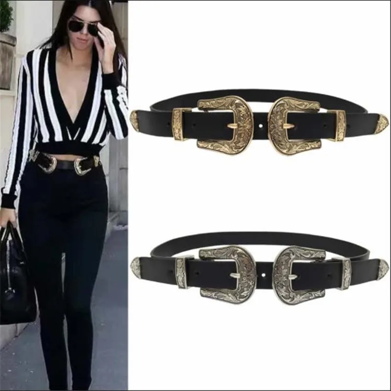 専用　フミカウチダ　COW LEATHER DOUBLE BUCKLE BELT Double Buckle Belt | Leather Belt - New Women Ladies Double