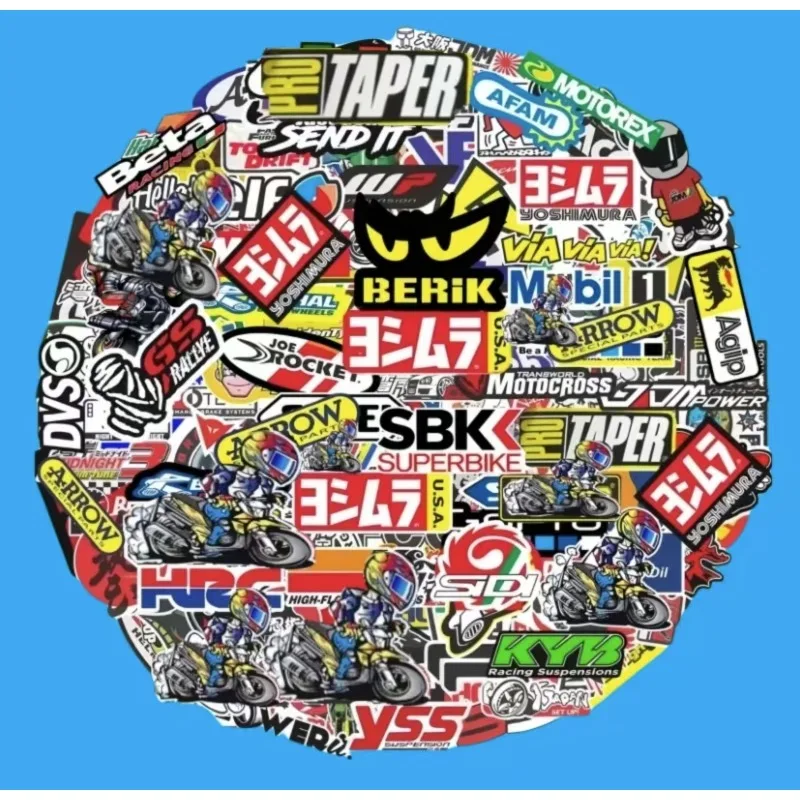 Motorcycle Stickers 40/80 PCS Random For Yamaha Honda Kawasaki Racing Brand DIY PVC Decals Waterproof