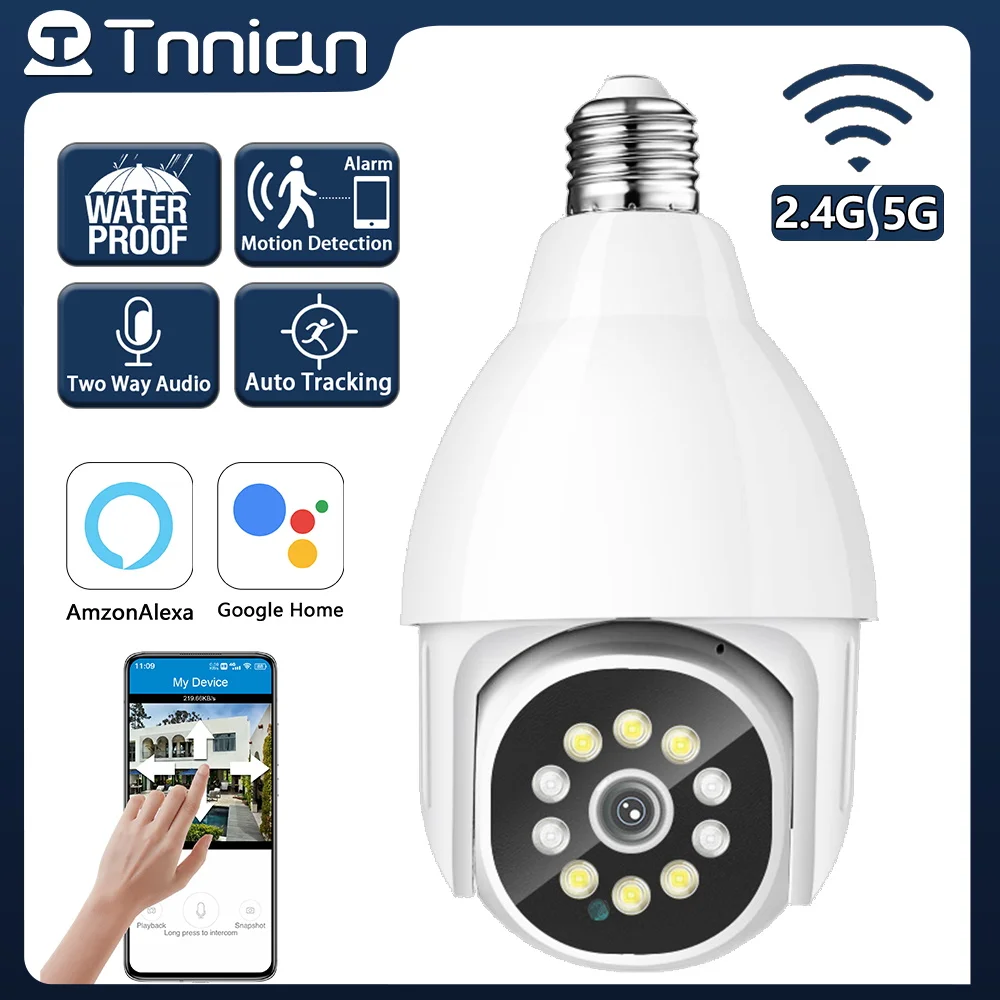 E27 5MP Bulb 5G Surveillance Camera Google Home Alexa Night Vision Full