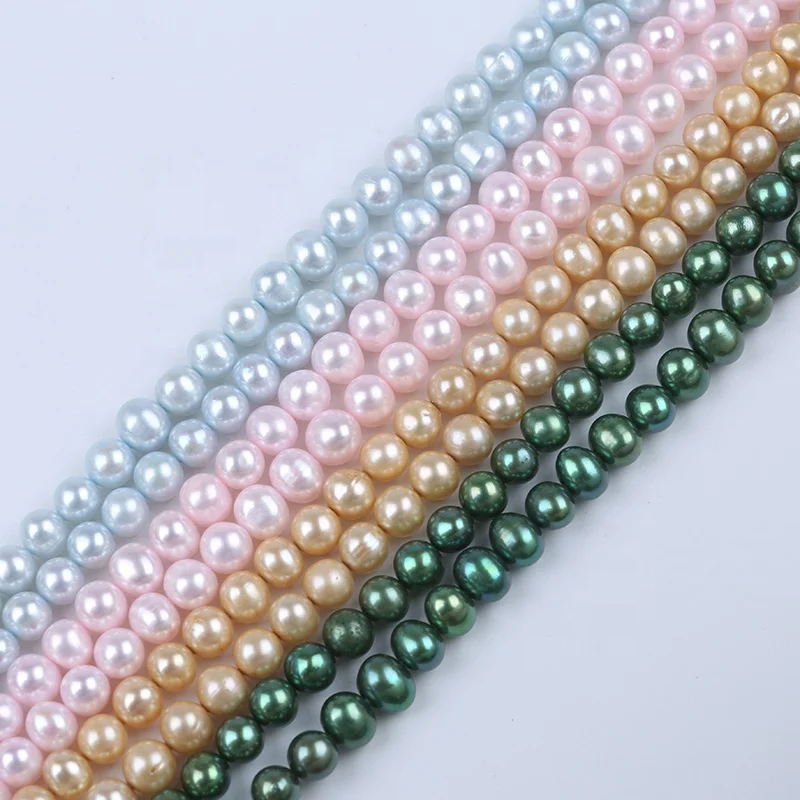 

Wholesale 8-9mm dyed multi color potato shape freshwater pearl strand for Jewelry Making