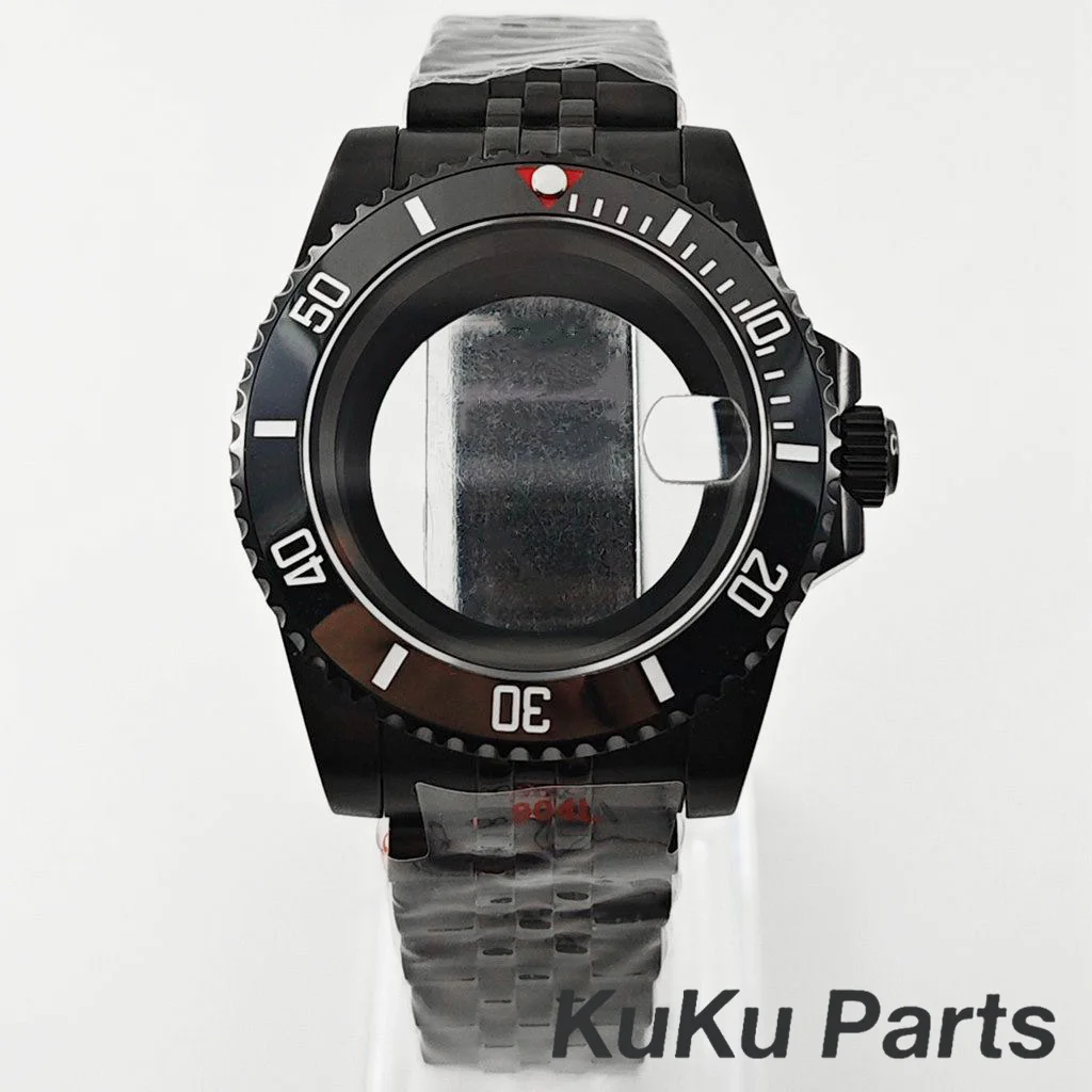 Black Purple GMT Bezel Watch Case with PVD Black Jubilee Bracelet and Sapphire Crystal
