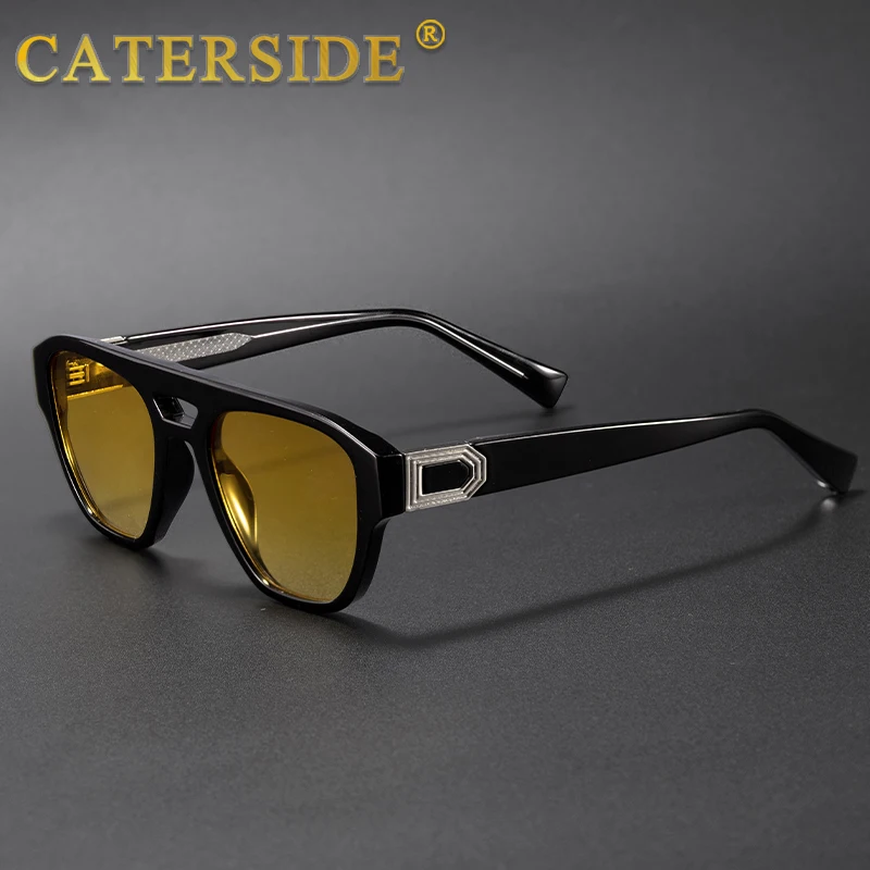 CATERSIDE Herren-Sonnenbrille mit quadratischem Rahmen, großer Fassung, flachem Oberteil, Doppelbrücke, Farbverlauf, für Damen, Outdoor, Autofahren, modische Brille – Detail 1