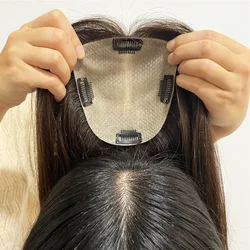 European Virgin Human Hair Topper for Women Silicone Skin Silk Base Toupee with Clips In Hairpieces Natural Scalp Free Parting