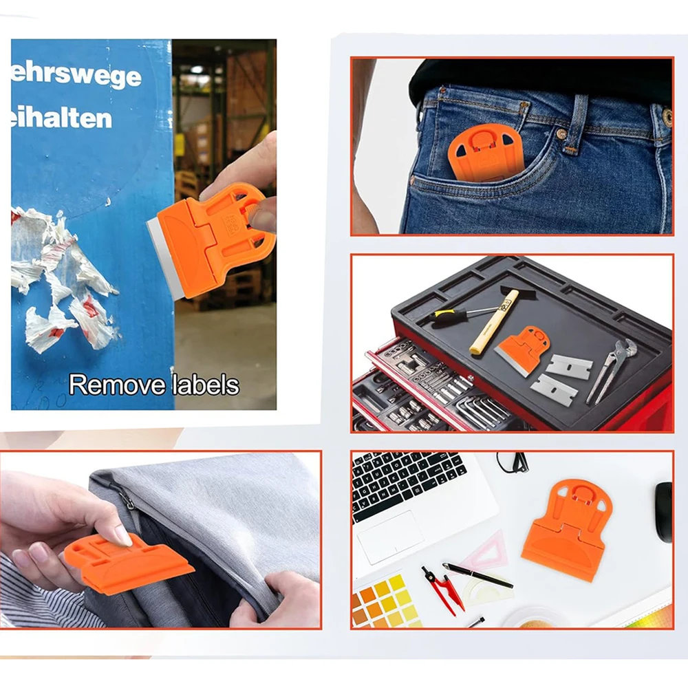 소형 면도날 스크레이퍼 자동차 접착제 데칼 스티커 라벨 제거 도구, 유리창 세라믹 스토브 청소 삽 뒤집개, 22 개/세트