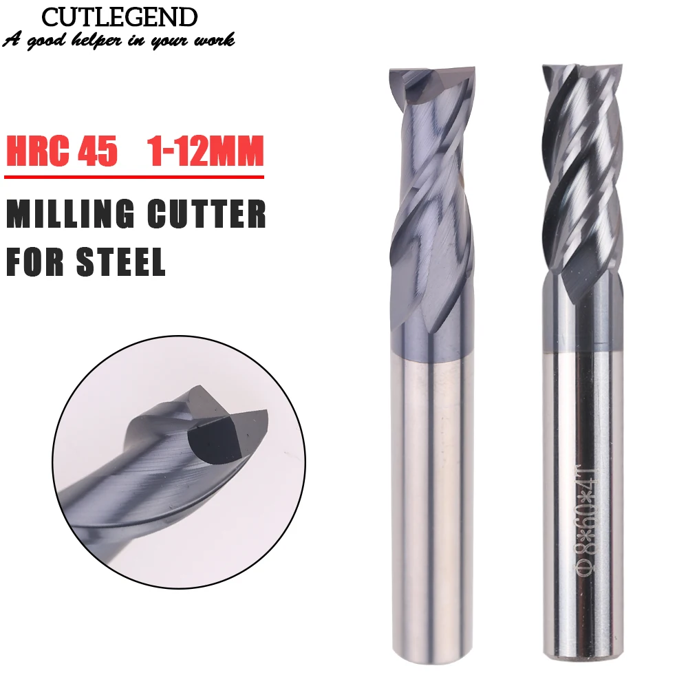 CUTLEGEND HRC50 Hartmetall-Schaftfräser CNC 2-Schneiden 4-Schneiden Hartmetall-Fräswerkzeuge 1mm 2mm 3mm 4mm 6mm 8mm 10mm 12mm für Stahl