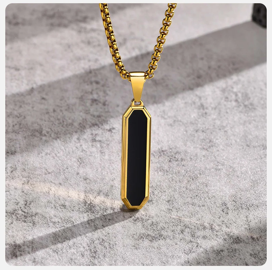 Vnox Mode schwarz Farbe Bar Halsketten für Männer Jungen, minimalist ische Edelstahl geometrische Anhänger Kragen Geschenke für ihn Schmuck – Detail 6