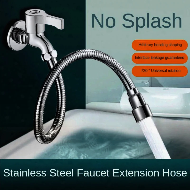 Anti-Splash Pipe Tube 360 Degree Rotating Free Bending Stainless Steel Faucet Extension Flexible Hose Extender Universal Adapter