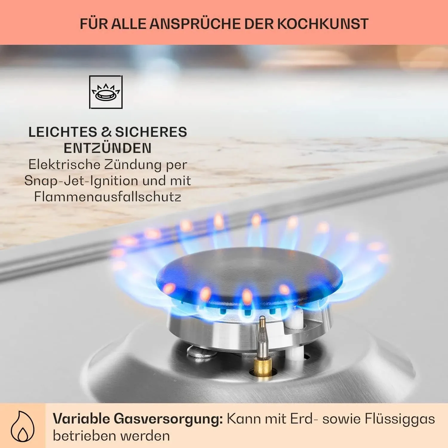 TopStrong 4 Burner Stainless Built-in Stove Natural Gas Propane Gas NG/LPG Gas Hob YYEUGCT-S04
