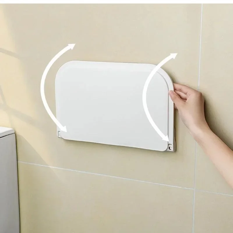 Folding Wall Mounted Shelf Storage Board Non-Perforated Storage Rack Phone Holder Bathroom Tray Home Cleaning