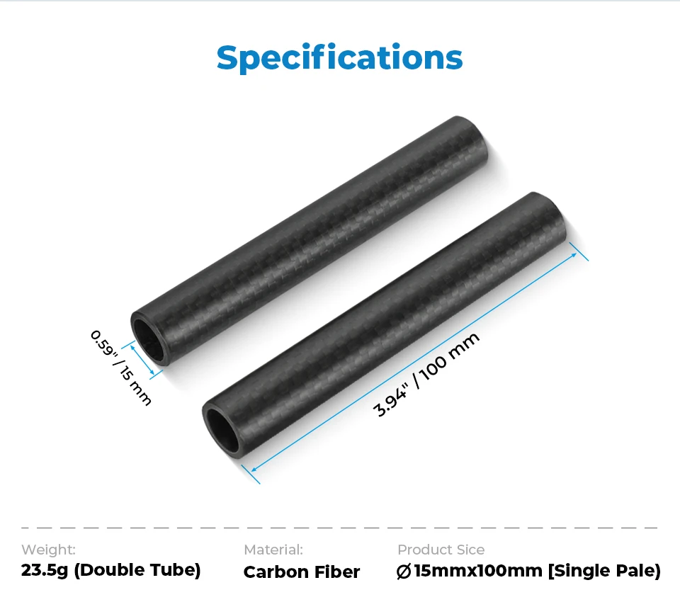 15mm Carbon Fiber Extension Rods For Rod Support System  3.94/6.69/7.87/11.81 in