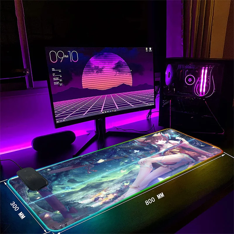 

Anime No Game No Life Game Wireless Charging Rgb Edge Lock Mouse Pad Computer Mouse Pad Led Backlight Xxl Mouse Keyboard Table P
